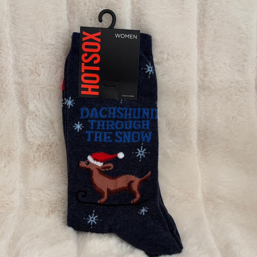Brand new Hot Sox Festive Dachshund Navy Socks